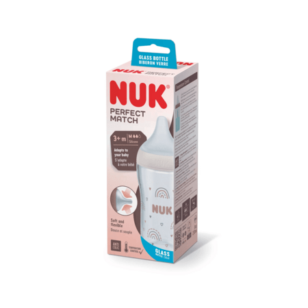 NUK pudele ar silikona krūtsgaldu PERFECT MATCH, Rainbow, M, 260 ml, SD101 