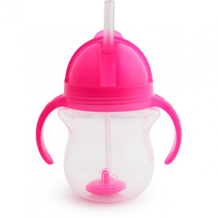 MUNCHKIN pudelīte ar salmiņu, 207ml, 6m+, pink, 90123 01248202