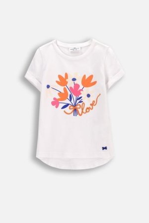 COCCODRILLO krekls ar īsām piedurknēm FLOWER PARADISE GIRL KIDS, balta, WC5143201FGK-001-122, 122 cm 