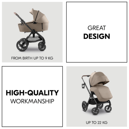 HAUCK universāls ratiņi COMFORT N CARE AIR SET, Mocha, 165553 