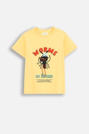 COCCODRILLO krekls ar īsām piedurknēm SAGE TIME BOY KIDS, dzeltens, WC5143203SBK-004-122, 122 cm 
