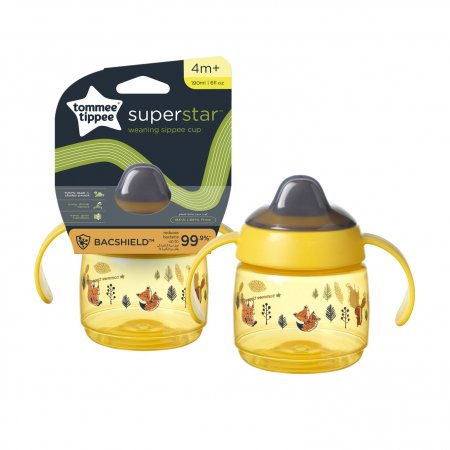 TOMMEE TIPPEE mācību krūze WEANING SIPPEE, 4m+, 190ml, yellow, 447827 447827