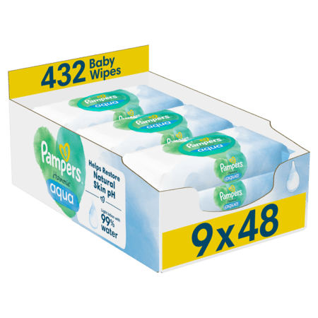PAMPERS Mitrās salvetes Harmonie Aqua, 9x48 gab, 81783736 