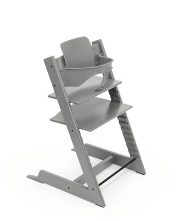 STOKKE barošanas krēsls ar aizsargbarjeru un jaundzimušā ieliktnīti TRIPP TRAPP, storm grey, grey NBS, 686000 