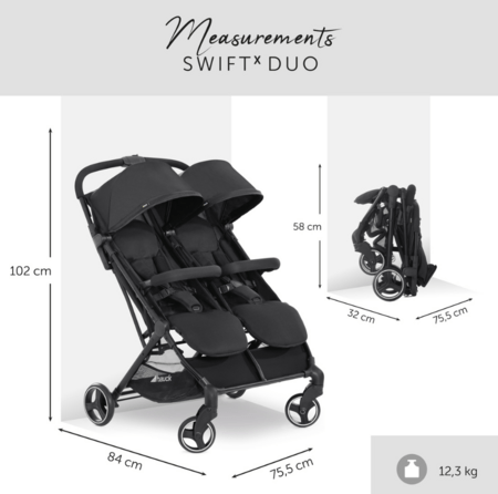 HAUCK ratini dvīņiem SWIFT X DUO, Black, 500040 