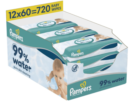 PAMPERS mitrās salvetes Wipes Aqua, 12x60 vnt., 80871787 