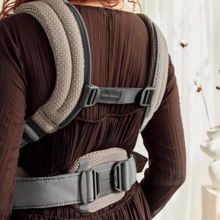 BABYBJÖRN bērnu nēsātājs HARMONY 3D MESH, grey beige, 088002 