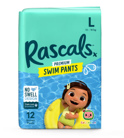 RASCALS peldbikses-autiņbiksītes COCOMELON, L izmērs, 13-18 kg., 12 gab., 93716 