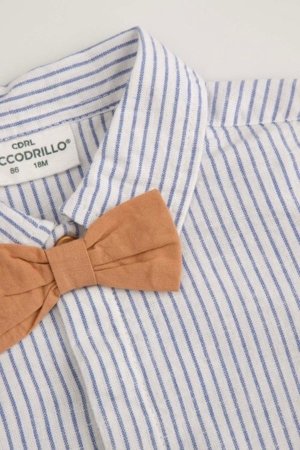 COCCODRILLO bodijs ar garām piedurknēm un pogām, zils, WC6112901EBB-014-086, 86 izmērs 