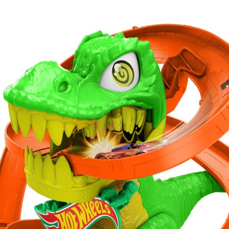 HOT WHEELS trases komplekts ar dinozaura un ugunsdzēsēju depo tematiku, JBM73 