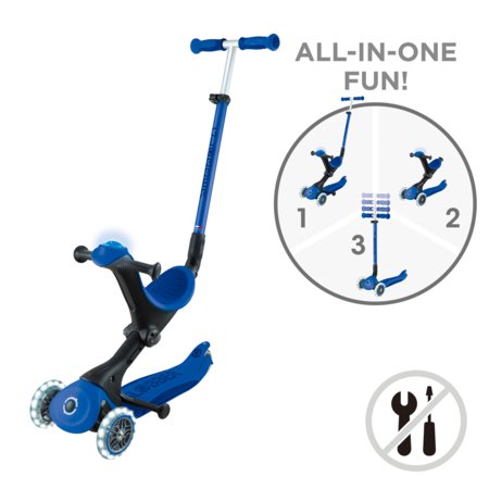 GLOBBER skrejritenis Go Up Deluxe Lights, tumši zils, 748-600 