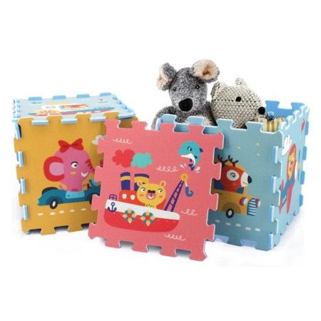 SUNTA bērnu puzles paklājs Transports un dzīvnieki, 9 daļas, 3087 