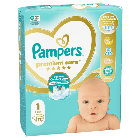 PAMPERS Autiņbiksītes Premium Care 1 izmērs, 72 gab, 81784163 