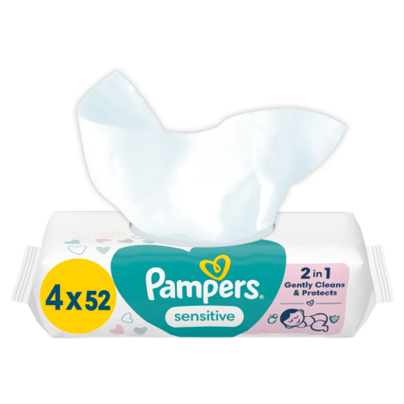 PAMPERS bērnu mitrās salvete SENSITIVE, 4x52 gab. 