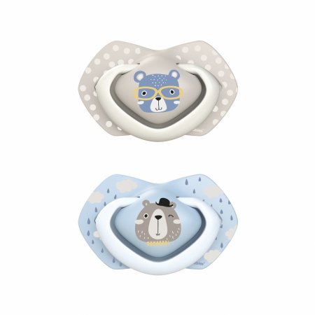 CANPOL BABIES silikona māneklītis, simetrisks BONJOUR PARIS, 18m+, 2 gab, 22/649_blu 22/649_blu