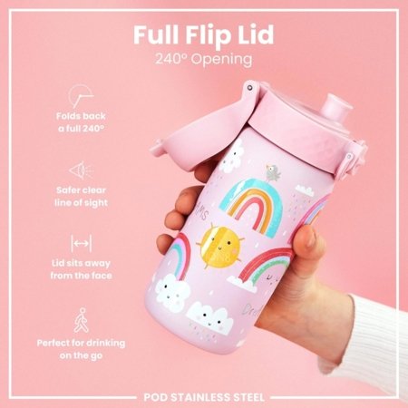 ION8 nerūsējošā tērauda ūdens pudele, Rainbows, 400 ml. ,I8SS400PPRAINB 