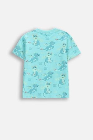 COCCODRILLO krekls ar īsām piedurknēm DRAGONS BOY NEWBORN, zils, WC5143201DBN-013-086, 86 cm 