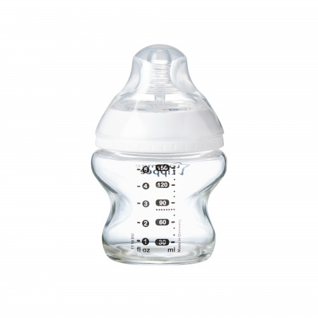 TOMMEE TIPPEE Natural Start  barošanas pudelīte stikla CTN ar pašsterilizācijas funkciju 150ml 0m+ 42243791 42243790