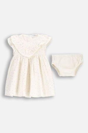 COCCODRILLO kleita ar īsām piedurknēm ELEGANT BABY GIRL, krēmveida, WC5128202EBG-003-098, 98 cm 