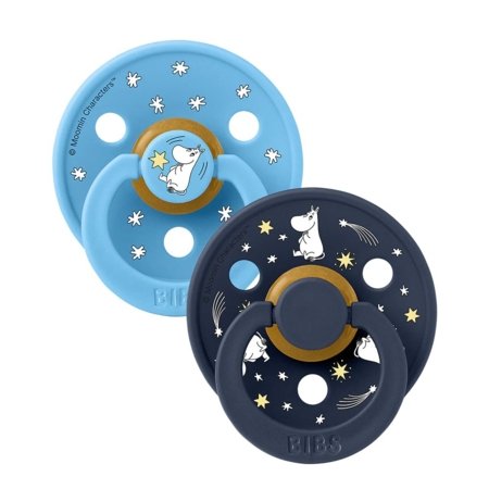 BIBS x Moomin knupīši COLOUR ROUND, 0-6 mēneši, 2 gab., Good night breeze mix 