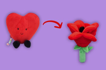 FLIPETZ plīša rotaļlieta - roze sirdī, Poppy red, 80400 