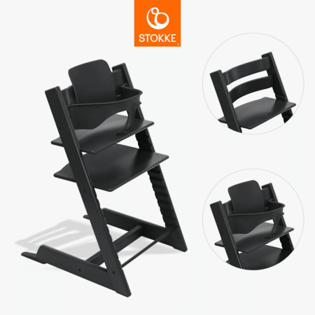 STOKKE barošanas krēsls ar aizsargbarjeru TRIPP TRAPP, black, 684600 