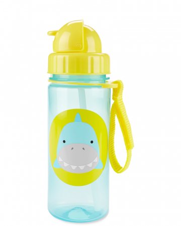 SKIP HOP nerūsējošā tērauda pudele ar salmiņu ZOO 13-oz, 12m+, 384,5ml, shark, 9N567710 9N567710