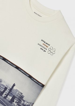 MAYORAL t-krekls ar garām piedurknēm 7E, krēmkrāsa/tumsi zils, 162 cm, 7016-81 7016-81 10