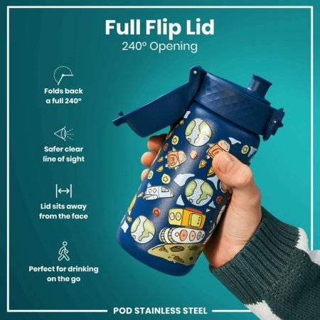 ION8 nerūsējošā tērauda ūdens pudele, Space, 400 ml., I8SS400PTSPACE 