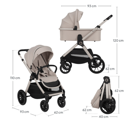 LIONELO universāls ratiņi LAYLA 2in1, Beige taupe, LO-LAYLA 2IN1 