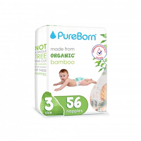 PUREBORN autiņbiksītes, 3 izmērs, 5,5-8kg, 56 gab. 6294016059174