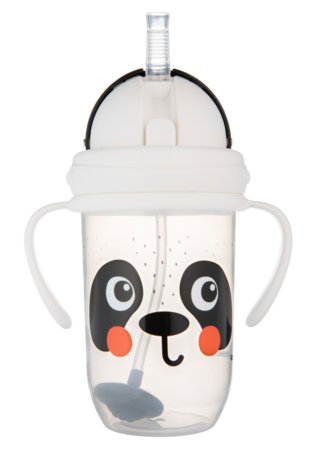 CANPOL BABIES nesamērīgs dzeramais trauks ar salmiņu BABIESBOO PANDA, 270 ml, 56/617_whi 