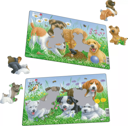 LARSEN puzle Puppies midi, 9 gab. 2 dažādi dizaini, CU4 