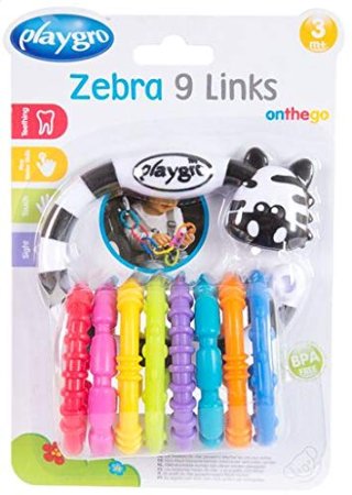 PLAYGRO stroller toy Zebra 9 Links Swing Tag Clip Strip, 01845584649 