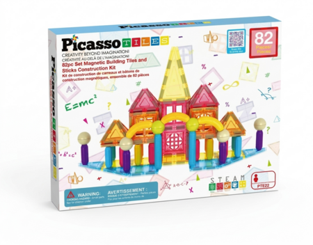 PICASSO TILES Magnētiskais konstruktors būvēšanas flīzes 82 detaļas, PTE22 