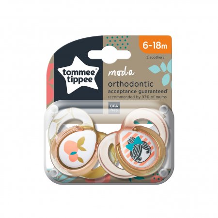 TOMMEE TIPPEE ortodontiskie māneklīši MODA, 6-18 m., 2 gab., 43338599 43338592