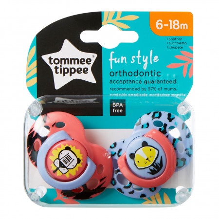 TOMMEE TIPPEE māneklītis silikona Fun Style 6-18m 2vnt, 43335899 43335896