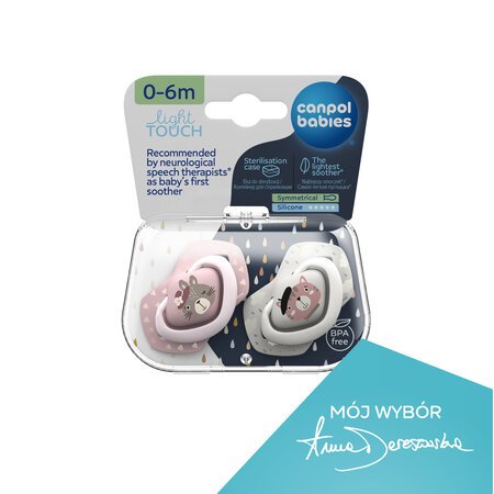 CANPOL BABIES silikona māneklītis, simetrisks BONJOUR PARIS, 0-6m, 2 gab, 22/647_pin 22/647_pin