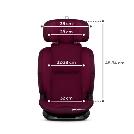 KINDERKRAFT autokrēsls ONETO3 i-Size, 76–150 cm, ar ISOFIX sistēmu, cherry pearl 