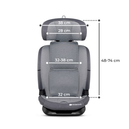 KINDERKRAFT autokrēsls ONETO3 i-Size, 76–150 cm, ar ISOFIX sistēmu, cool grey 