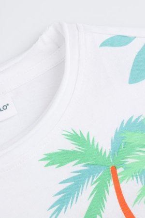 COCCODRILLO krekls ar īsām piedurknēm TROPICAL STORY BOY KIDS, balta, WC5143203TBK-001-122, 122 cm 