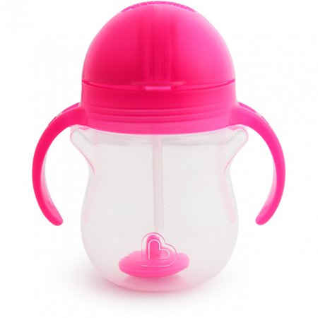 MUNCHKIN pudelīte ar salmiņu, 207ml, 6m+, pink, 01248202 01248202