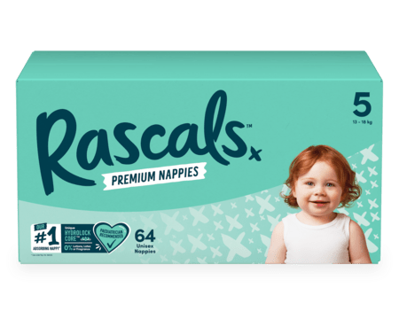RASCAL + FRIENDS autiņbiksītes 5 izmērs, 13-18 kg, 64 gab., 93141 