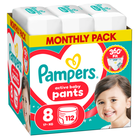 PAMPERS autiņbiksītes-biksītes Pants Monthly, 8 izmērs, 17+kg, 214 vnt., 80894754 