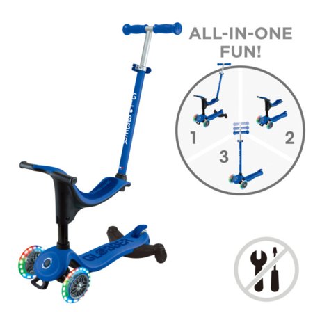 GLOBBER skrejritenis Go Up Sporty Lights 360°, tumši zils, 456-600 S 