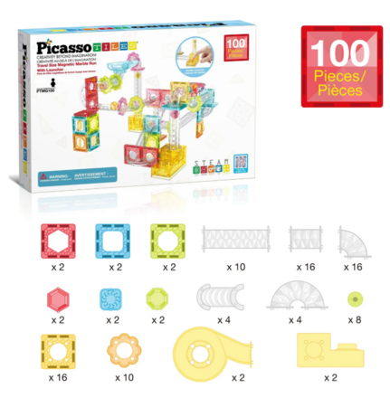 PICASSO TILES Magnētiskais konstruktors Marble Run 100 detaļas, PTMG100 