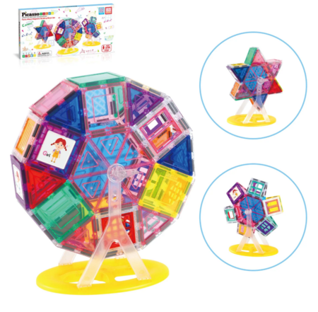 PICASSO TILES Magnētiskais konstruktors Ferris Wheel komplekts 63 detaļas, PT01 