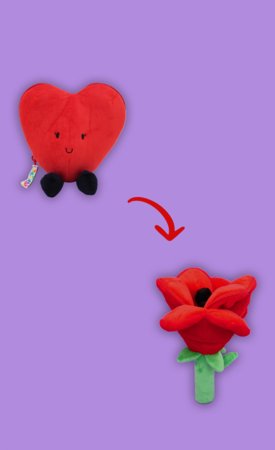 FLIPETZ plīša rotaļlieta - roze sirdī, Poppy red, 80400 