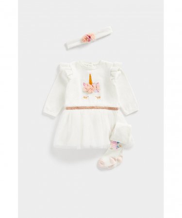 MOTHERCARE kleita ar garām piedurknēm + zeķubikses + galvas saite, CB872 607038