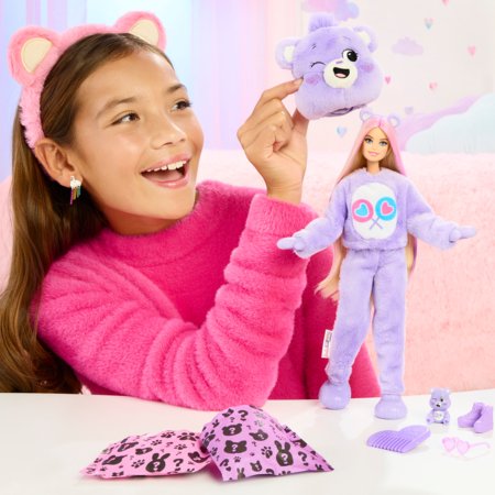 BARBIE lelle ar gaišiem matiem Cutie Reveal Care Bears sērija - Share Bear, JCN94 